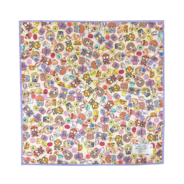 たくさんのミニキャラとお菓子や紅茶でデザインされた「ガヴTEA」のバンダナ！飾ってもよし、ハンカチとして使ってもよしの可愛すぎる万能グッズ！